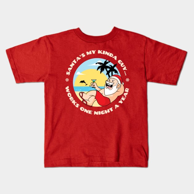 Lazy Santa - funny Santa Christmas gift (on dark colors) Kids T-Shirt by Messy Nessie